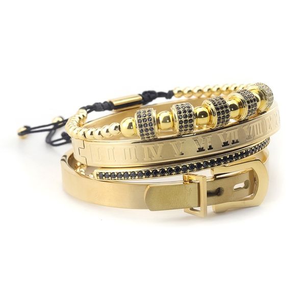 4pcs/set luxury beads bracelet numeral belt buckle stainless steel bangle cz ball macrame bracelets & bangles for men jewelry y200730, Black
4pcs/set luxury beads bracelet numeral belt buckle stainless steel bangle cz ball macrame bracelets & bangles for men jewelry y200730, Black
