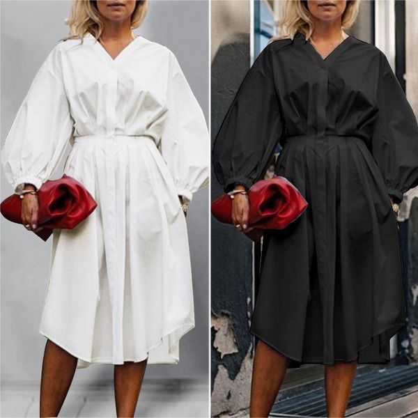 women knee length dresses 2021 fashion puff sleeve robe zanzea autumn ladies retro vestidos oversize 5xl casual solid sundress, Black;gray
women knee length dresses 2021 fashion puff sleeve robe zanzea autumn ladies retro vestidos oversize 5xl casual solid sundress, Black;gray
