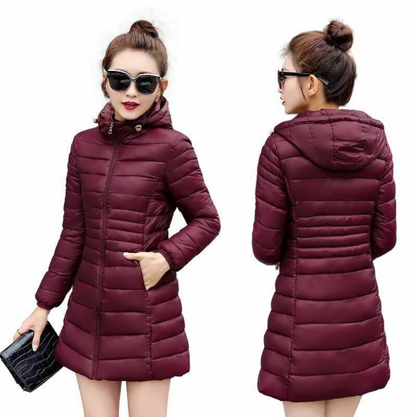down jacket coat parka cotton winter hooded long women's ultralight warm padded, Black
down jacket coat parka cotton winter hooded long women's ultralight warm padded, Black