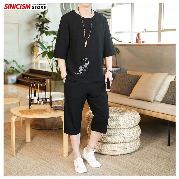 men's tracksuits sinicism store linen summer tracksuit men 2021 loose embroidery suit sets male casual pants chinese style oversize t s, Gray
men's tracksuits sinicism store linen summer tracksuit men 2021 loose embroidery suit sets male casual pants chinese style oversize t s, Gray