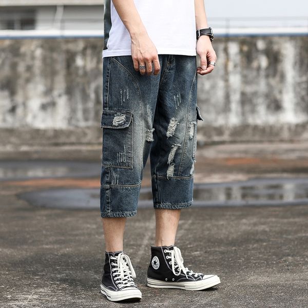 seven point denim shorts with holes in summer for men's jeans jeansshorts and jeansloose and fattening plus size harlem jeans 7tide z18, Blue
seven point denim shorts with holes in summer for men's jeans jeansshorts and jeansloose and fattening plus size harlem jeans 7tide z18, Blue