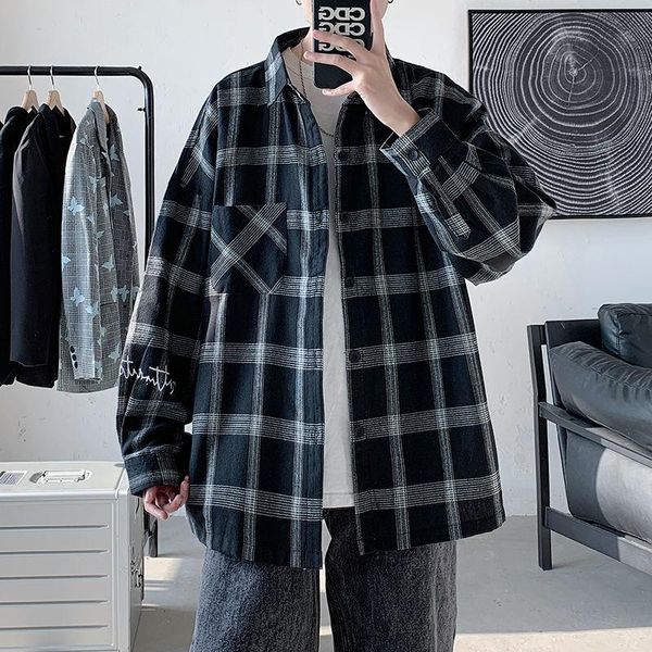 spring cotton plaid shirt men's fashion retro casual shirt men streetwear korean loose oversize long sleeve shirts mens -2xl, White;black
spring cotton plaid shirt men's fashion retro casual shirt men streetwear korean loose oversize long sleeve shirts mens -2xl, White;black