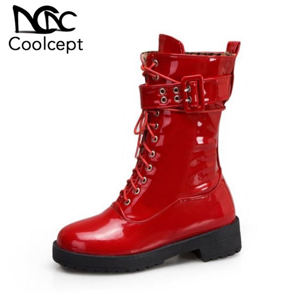 boots coolcept women mid calf casual warm fur winter short fashion lace up metal buckle motorcycles shoes size 34-43, Black
boots coolcept women mid calf casual warm fur winter short fashion lace up metal buckle motorcycles shoes size 34-43, Black
