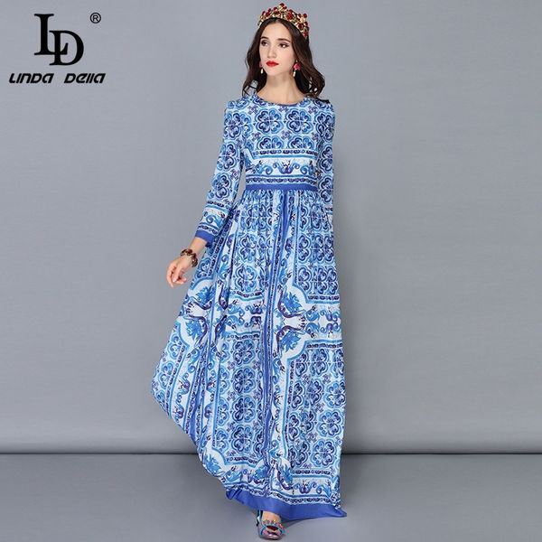 ld linda della new fashion runway maxi dresses women's sleeve vintage casual chiffon blue and white printed long dress y200805, Black;pink
ld linda della new fashion runway maxi dresses women's sleeve vintage casual chiffon blue and white printed long dress y200805, Black;pink