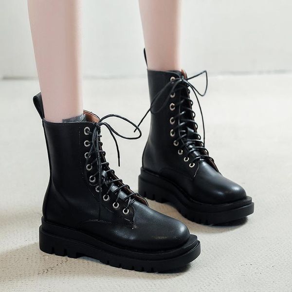 rimocy new 2021 women's british style pu leather ankle boots fashion waterproof ladies platform shoes lace up autumn boots woman, Black
rimocy new 2021 women's british style pu leather ankle boots fashion waterproof ladies platform shoes lace up autumn boots woman, Black