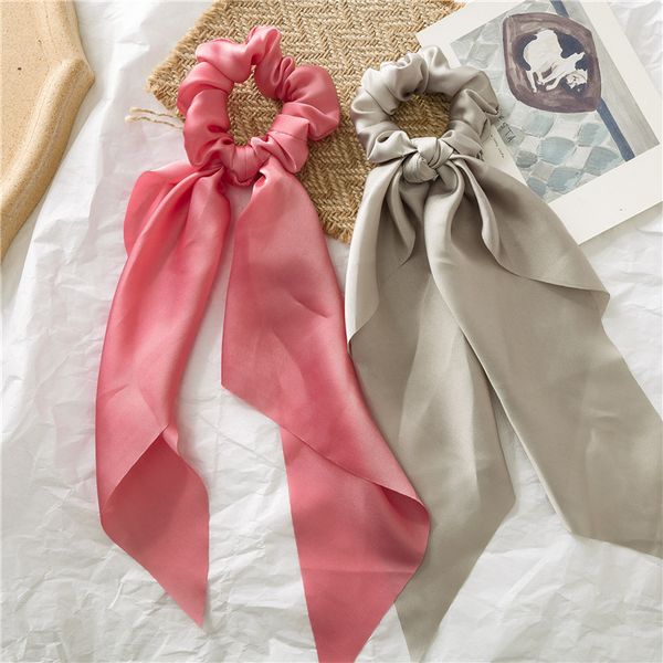 long ribbon scrunchie stretch headbands scrunchies women elastic hair bands girls hair ties solid satin hair accessories 
long ribbon scrunchie stretch headbands scrunchies women elastic hair bands girls hair ties solid satin hair accessories