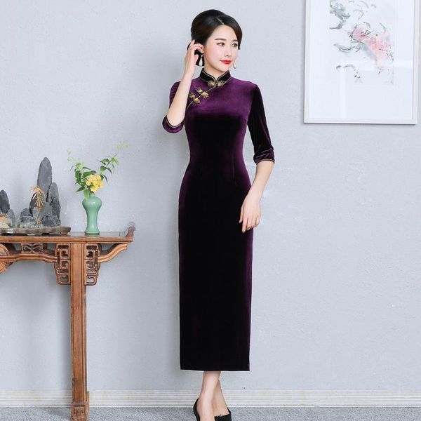 vintage button purple long velour chinese female novelty dress mandarin collar qipao dresses large size cheongsam vestidos1, Red
vintage button purple long velour chinese female novelty dress mandarin collar qipao dresses large size cheongsam vestidos1, Red