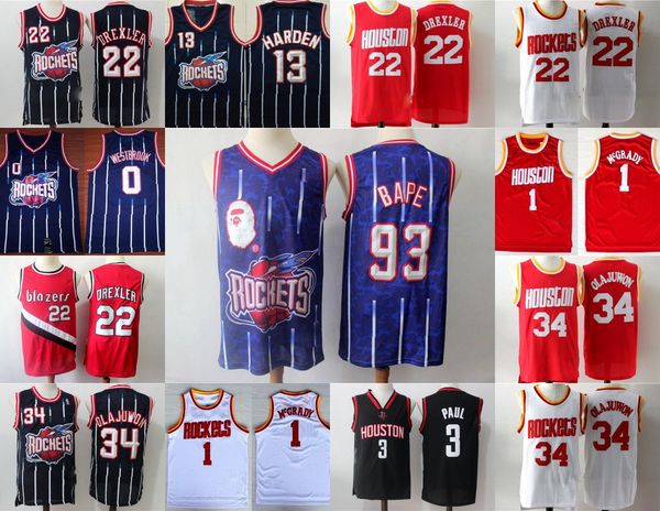 men houston rockets james harden tracy mcgrady chris paul hakeem olajuwon russell westbrook clyde drexler jersey, Black
men houston rockets james harden tracy mcgrady chris paul hakeem olajuwon russell westbrook clyde drexler jersey, Black