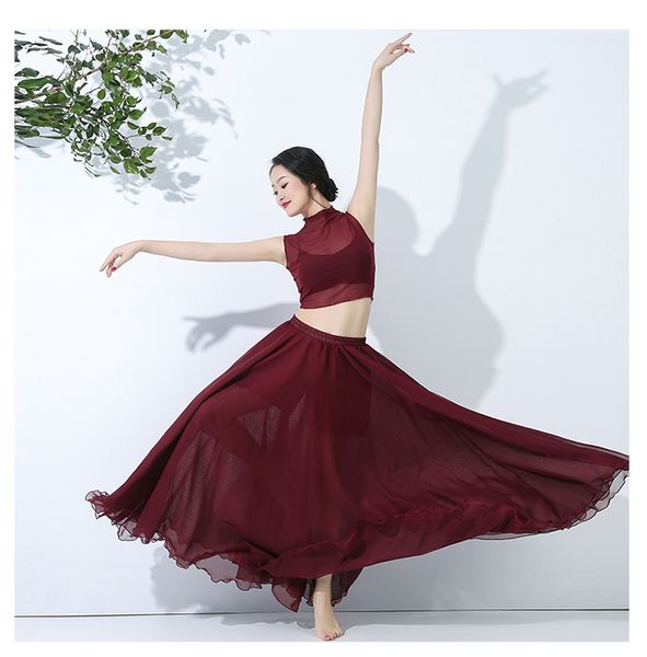 tencel two layers maxi skirt women dance performance show wear sext mesh blouse long skirt contrast color practice outfit adults, Black;red
tencel two layers maxi skirt women dance performance show wear sext mesh blouse long skirt contrast color practice outfit adults, Black;red