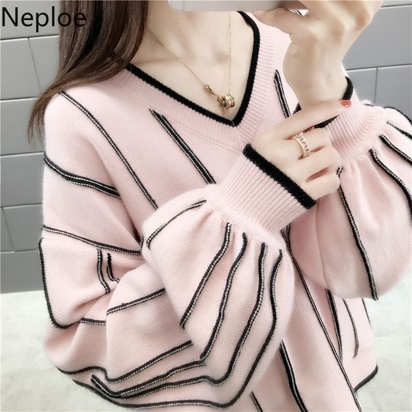 neploe autumn winter new knitted sweater women loose wild fashion v neck striped pullover patch pull femme lady 46650 201109, White;black
neploe autumn winter new knitted sweater women loose wild fashion v neck striped pullover patch pull femme lady 46650 201109, White;black