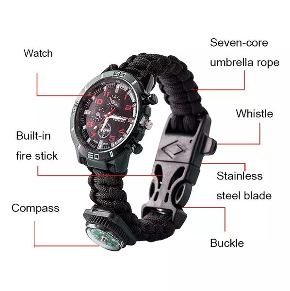 outdoor custom paracord bracelet with knife compass watch survival emergency kit wholesale survival bracelet watch, Golden;silver
outdoor custom paracord bracelet with knife compass watch survival emergency kit wholesale survival bracelet watch, Golden;silver