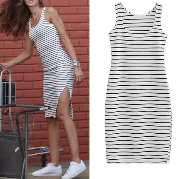 women casual dress summer fashion dress slim side slit stripe vest bottoming femme tank dresses, Black;gray
women casual dress summer fashion dress slim side slit stripe vest bottoming femme tank dresses, Black;gray