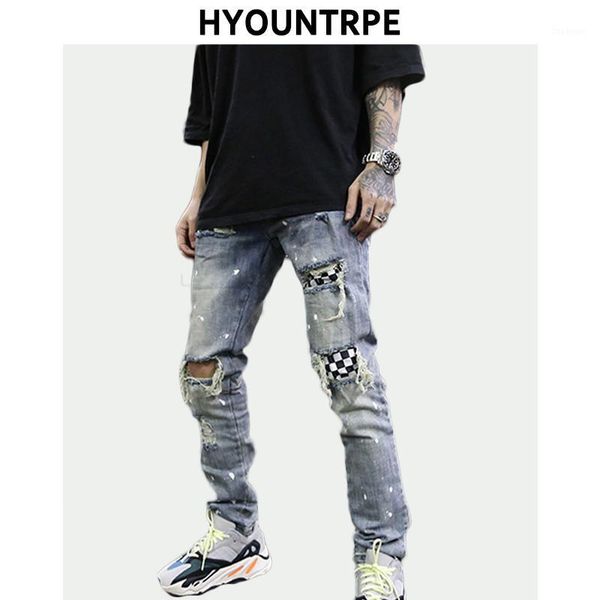 high street fashion destroyed jeans mens knee hole patchwork plaid ripped slim biker jeans new hip hop zipper pants joggers1, Blue
high street fashion destroyed jeans mens knee hole patchwork plaid ripped slim biker jeans new hip hop zipper pants joggers1, Blue