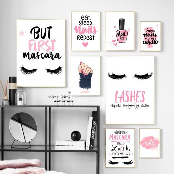 pink nail polish eyelashes fashion wall art canvas painting nordic posters and prints wall pictures for girl room salon decor1
pink nail polish eyelashes fashion wall art canvas painting nordic posters and prints wall pictures for girl room salon decor1