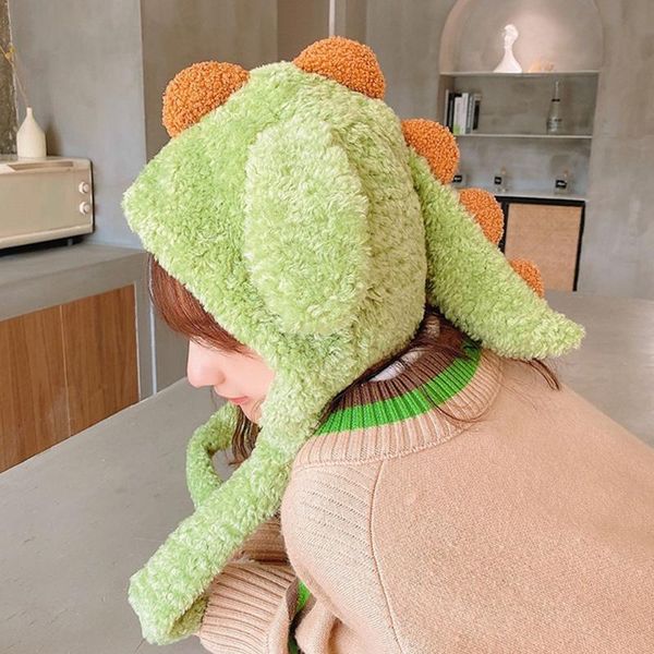 women winter fluffy plush hoodie scarf hat with moving jumping ears funny cartoon dinosaur toy thicken warm earflap cap, Blue;gray
women winter fluffy plush hoodie scarf hat with moving jumping ears funny cartoon dinosaur toy thicken warm earflap cap, Blue;gray