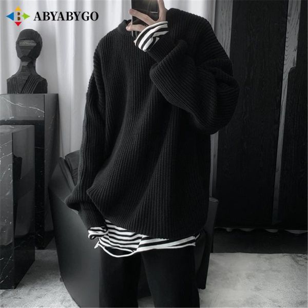 men's sweaters arrivals mens black and pullovers autumn winter vintage casual loose o neck knitted sweater womens korean clothes, White;black
men's sweaters arrivals mens black and pullovers autumn winter vintage casual loose o neck knitted sweater womens korean clothes, White;black