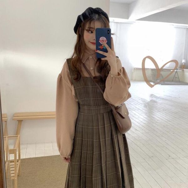 very nice autumn plaid one piece dress straps sleeveless pleated dress midi kawaii robe femme vestido mujer vestiti donna, Black;gray
very nice autumn plaid one piece dress straps sleeveless pleated dress midi kawaii robe femme vestido mujer vestiti donna, Black;gray