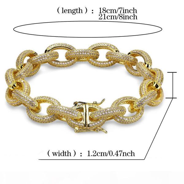hip hop bracelets iced out micro pave cubic zircon twisted and oval link bracelet 7"8, Black
hip hop bracelets iced out micro pave cubic zircon twisted and oval link bracelet 7"8, Black