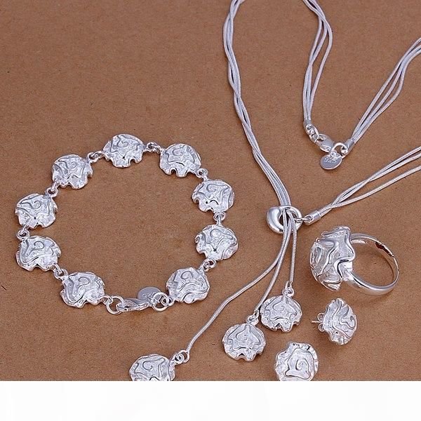 gift roses sterling silver plated jewelry set for women es320,fashion 925 silver necklace bracelet earring ring set, Black
gift roses sterling silver plated jewelry set for women es320,fashion 925 silver necklace bracelet earring ring set, Black