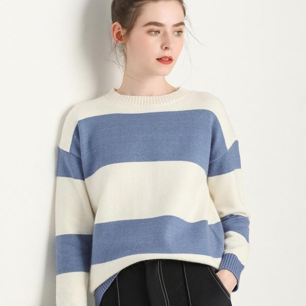 new sweater women autumn and winter 2019 casual all-match pullover long sleeve loose stripe knit basic sweater1, White;black
new sweater women autumn and winter 2019 casual all-match pullover long sleeve loose stripe knit basic sweater1, White;black