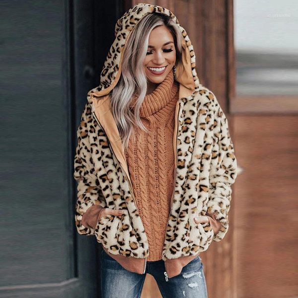 womens winter warm faux fur hooded full zipper loose leopard printed pockets short jacket ladies coat1, Black
womens winter warm faux fur hooded full zipper loose leopard printed pockets short jacket ladies coat1, Black