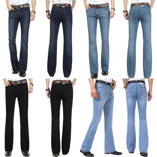 retro men's jeans trousers mid waist elastic slim elegant boot cut semi-flared bell bottom blue denim pants 26-38 q0105, Black;white
retro men's jeans trousers mid waist elastic slim elegant boot cut semi-flared bell bottom blue denim pants 26-38 q0105, Black;white