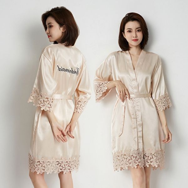 Lace Patchwork Bride Bridesmaid Wedding Robe Women Embroidery Letter Sleepwear Satin Nightgown Home Dressing Gown Soft Nightwear, Bride white
Lace Patchwork Bride Bridesmaid Wedding Robe Women Embroidery Letter Sleepwear Satin Nightgown Home Dressing Gown Soft Nightwear, Bride white