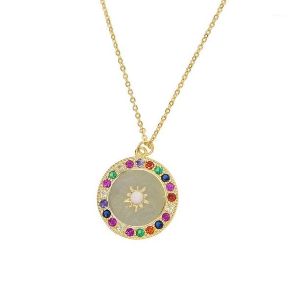 chains fashion gold color necklace with rainbow cz paved round pendant women classic disc colorful engraved star charm trendy jewelry1, Silver
chains fashion gold color necklace with rainbow cz paved round pendant women classic disc colorful engraved star charm trendy jewelry1, Silver