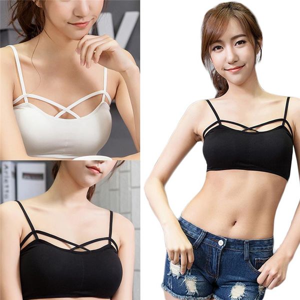 new women cut out white bra bustier harvest bralette crochet blouses cropped bandage halter straps tank camisole, White;black
new women cut out white bra bustier harvest bralette crochet blouses cropped bandage halter straps tank camisole, White;black