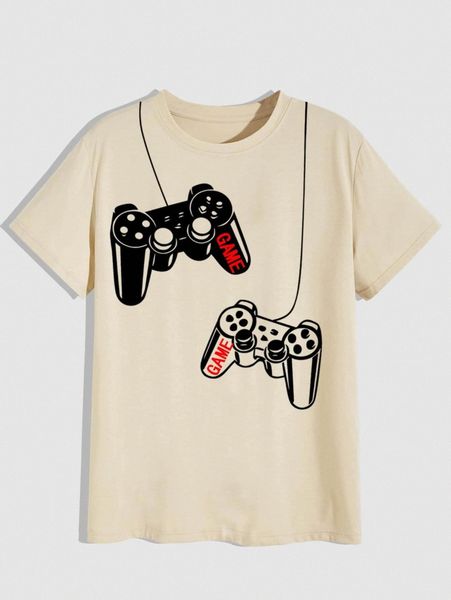 men game console & letter graphic tee h3r9#, White;black 
men game console & letter graphic tee h3r9#, White;black