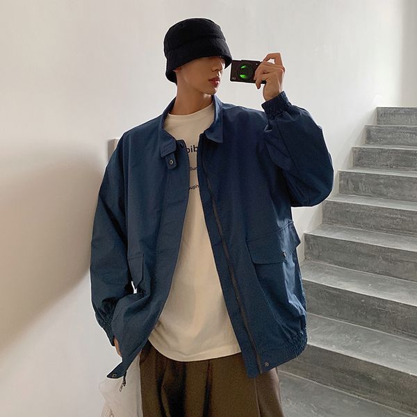 youth collar jacket men's loose coat autumn and winter casual work clothes, Black;brown 
youth collar jacket men's loose coat autumn and winter casual work clothes, Black;brown