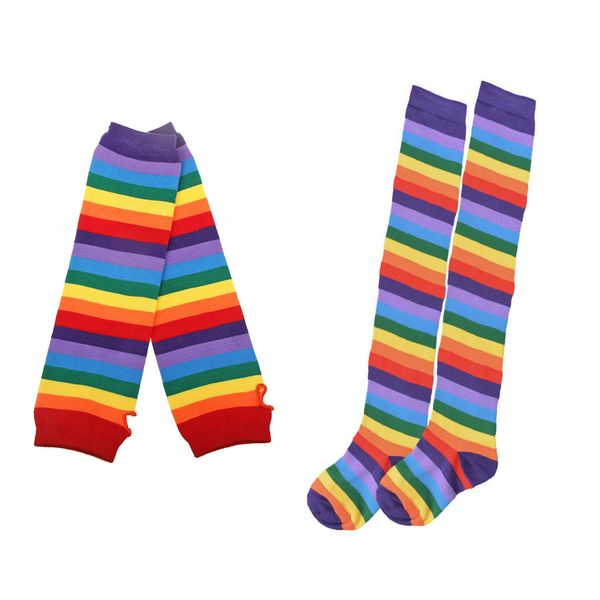 for women girl colorful rainbow striped long gloves socks warmer arm fingerless knit mittens sockings, Blue;gray
for women girl colorful rainbow striped long gloves socks warmer arm fingerless knit mittens sockings, Blue;gray