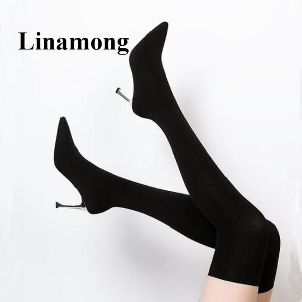 2020 autumn fashion stretch fabric over-the-knee pointed toe thin high heel stockings women boots, Black
2020 autumn fashion stretch fabric over-the-knee pointed toe thin high heel stockings women boots, Black