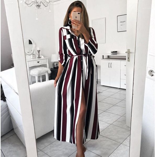 2020 office lady turn-down collar button lace up long shirt dress women autumn spring long sleeve stripe maxi dresses1, Black;gray
2020 office lady turn-down collar button lace up long shirt dress women autumn spring long sleeve stripe maxi dresses1, Black;gray