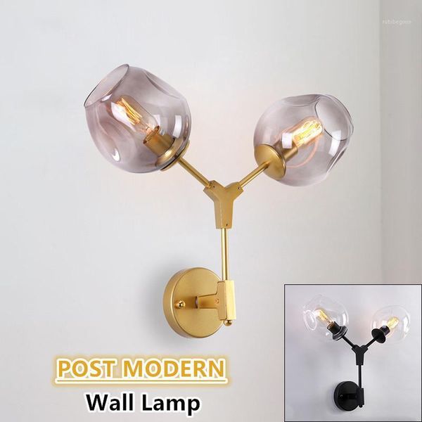 wall lamp dar gold/black mounted post modern magic bean double head branch glass globe light el cafe art deco led sconce1
wall lamp dar gold/black mounted post modern magic bean double head branch glass globe light el cafe art deco led sconce1