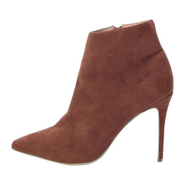 boots big size 35-45 winter fashion pointed toe side zip thin high heels women ankle, Black