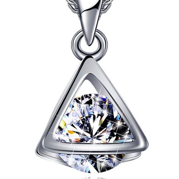 cubic zirconia three-dimensional triangle pendant multiple layers necklace fashionable pave zircon customizable jewelry gift, Silver
cubic zirconia three-dimensional triangle pendant multiple layers necklace fashionable pave zircon customizable jewelry gift, Silver