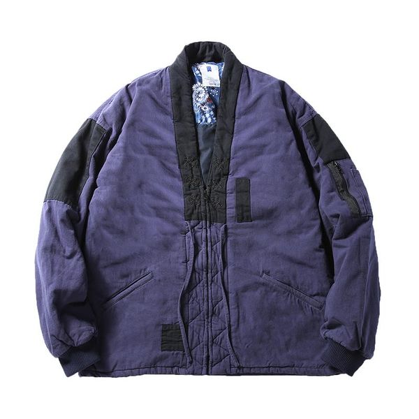 men's down & parkas hit color road robe kimono jacket japanese male autumn and winter retro stitching thick oversize loose casual coat, Black
men's down & parkas hit color road robe kimono jacket japanese male autumn and winter retro stitching thick oversize loose casual coat, Black