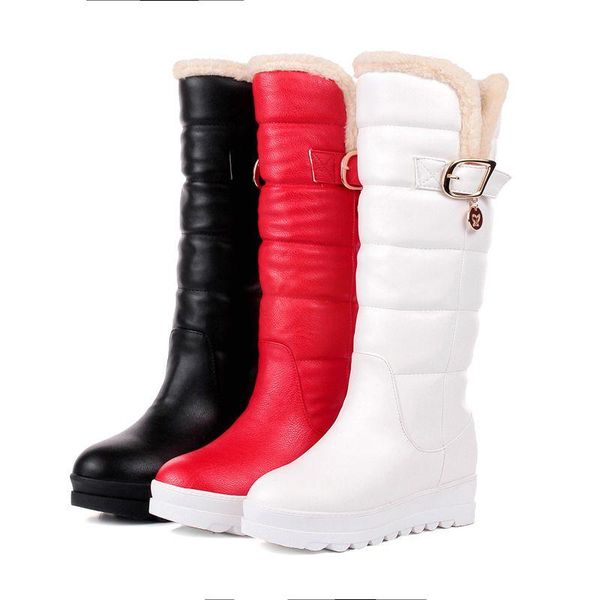 large size 34-43 mid calf boots round toe med heels platform women boots pu leather thick winter snow, Black
large size 34-43 mid calf boots round toe med heels platform women boots pu leather thick winter snow, Black