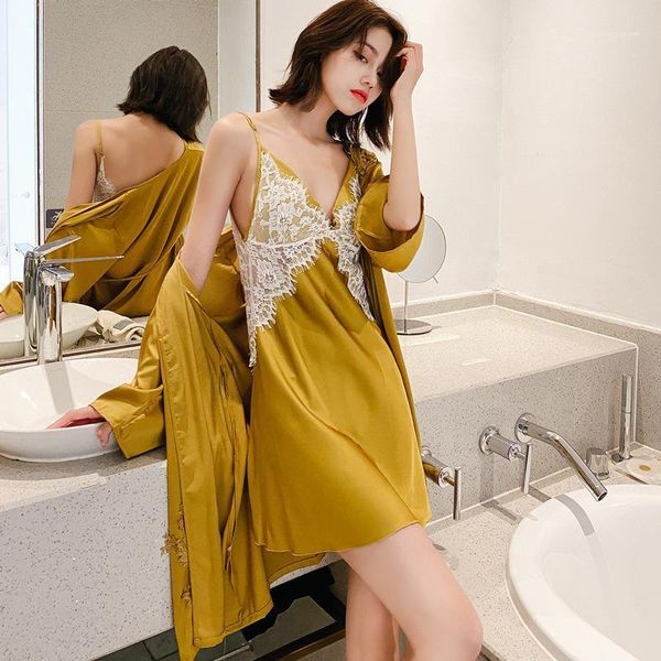 women's sleepwear women's suspender nightdress nightgown two-piece suit ice silk home service back hollow artificial bathrobe1, Black;red
women's sleepwear women's suspender nightdress nightgown two-piece suit ice silk home service back hollow artificial bathrobe1, Black;red