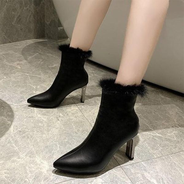 woman warm plush ankle boots ladies pointed high heels women's winter shoes fashion zipper pump women autumn short boots, Black
woman warm plush ankle boots ladies pointed high heels women's winter shoes fashion zipper pump women autumn short boots, Black