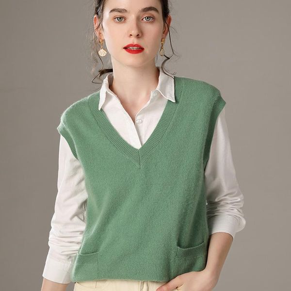 women's sweaters lhzsyy 2021 autumn winter vest outer wear pure wool thick all-match cashmere pullover v-neck waistcoat sweater, White;black
women's sweaters lhzsyy 2021 autumn winter vest outer wear pure wool thick all-match cashmere pullover v-neck waistcoat sweater, White;black