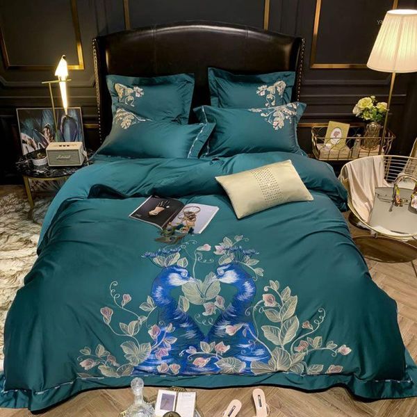 papa&mima green peacock flowers egyptian cotton bedding set embroidery king size duvet cover fitted sheet pillow shams1
papa&mima green peacock flowers egyptian cotton bedding set embroidery king size duvet cover fitted sheet pillow shams1