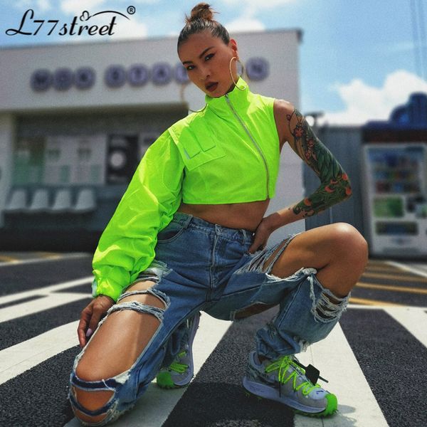 l77street asymmetric fluorescent green lantern sleeves unilateral sleeve zipper loose ultra short autumn thin coat c1106, Black;brown
l77street asymmetric fluorescent green lantern sleeves unilateral sleeve zipper loose ultra short autumn thin coat c1106, Black;brown