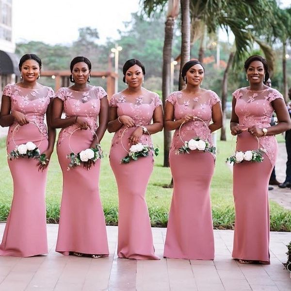 elegant pink long bridesmaids dresses mermaid style appliques lace sheer crew neck plus size bridesmaid dress formal wedding guest gowns, White;pink
elegant pink long bridesmaids dresses mermaid style appliques lace sheer crew neck plus size bridesmaid dress formal wedding guest gowns, White;pink