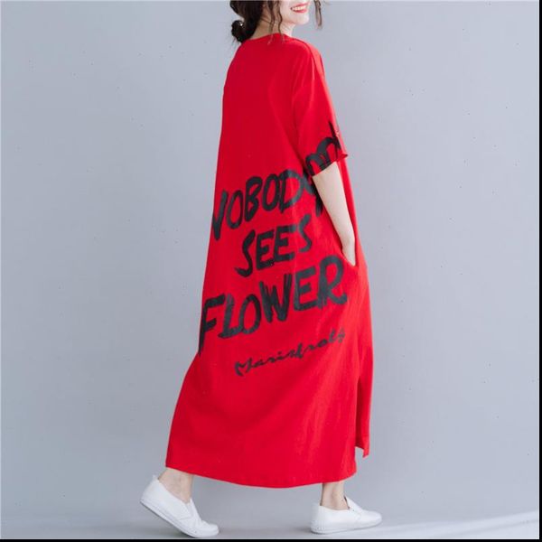 plus size women letter print dress summer new casual red cotton long ladies dresses korean tshirt dress robe femme dresses 2021, Black;gray
plus size women letter print dress summer new casual red cotton long ladies dresses korean tshirt dress robe femme dresses 2021, Black;gray