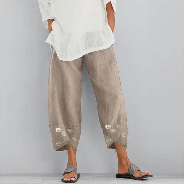 30h pants women casual daisy print embroidery cotton linen trousers elastic waist wide leg pants streetwear, Black
30h pants women casual daisy print embroidery cotton linen trousers elastic waist wide leg pants streetwear, Black