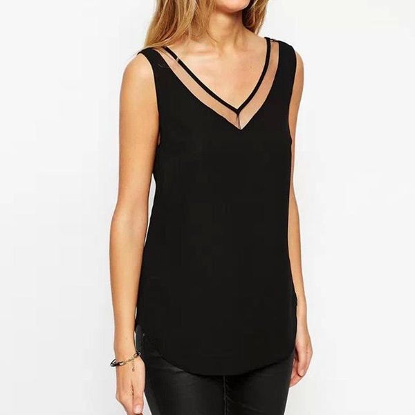 women tank ladies sleeveless backless casual tank blusas sheer mesh patchwork shirts women summer v-neck chiffon 1, White
women tank ladies sleeveless backless casual tank blusas sheer mesh patchwork shirts women summer v-neck chiffon 1, White