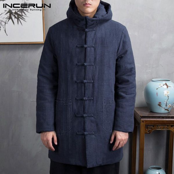 incerun cotton men parkas winter long sleeve button up trench 2020 hooded chinese style padded outerwear vintage jackets coats 7, Black
incerun cotton men parkas winter long sleeve button up trench 2020 hooded chinese style padded outerwear vintage jackets coats 7, Black