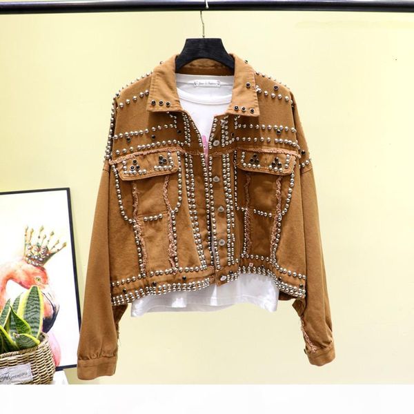 jacket women 2019 autumn hand rivet studded denim jacket loose outwear female new students casual short jeans coats s200117, Black;brown
jacket women 2019 autumn hand rivet studded denim jacket loose outwear female new students casual short jeans coats s200117, Black;brown